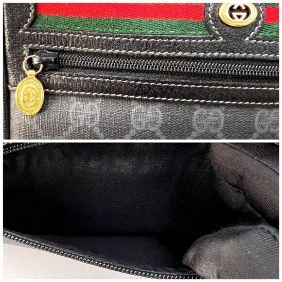 Authentic Gucci GG Vintage Ophidia Sherry Line Crossbody Bag Leather Black Purse - Picture 12 of 13